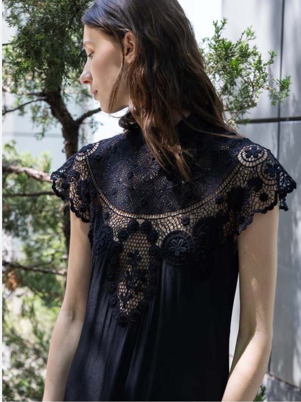Sea NY Women’s Serita Dress Size 12 Black Crochet Lace Midi